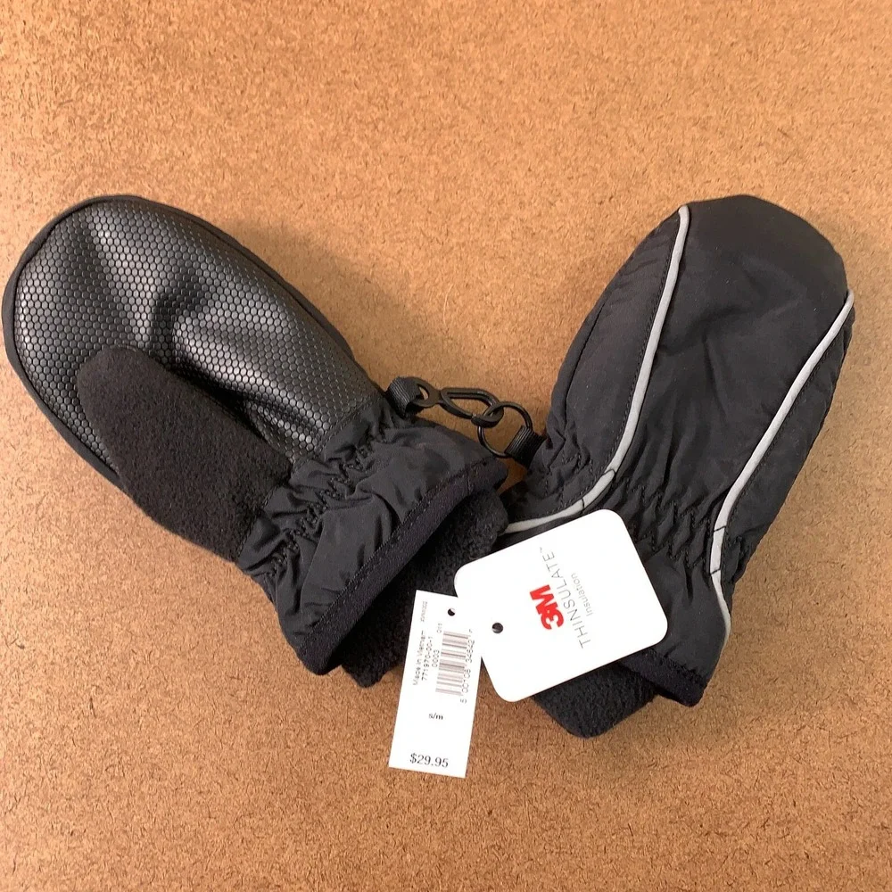 Baby GAP Toddler Size Small/Medium Black Winter Snow Mittens NWT